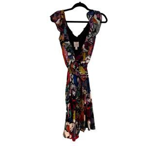 Suzi Chin for Maggy Boutique Floral Ruffle Wrap Dress Sz 4